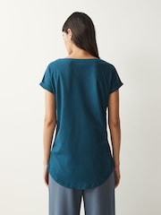 Bleu sarcelle - Top T-shirt Mancherons - Image 3 of 5