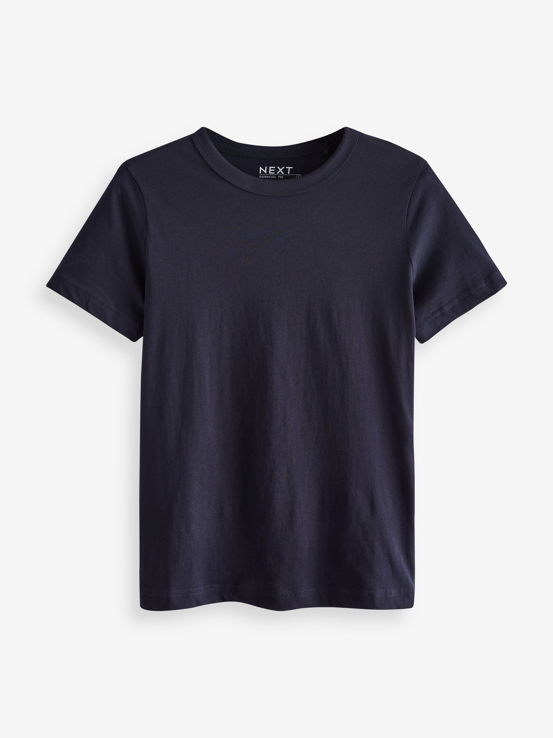 Buy Navy Blue Essential Pure Cotton Short Sleeve Crew Neck T-Shirt