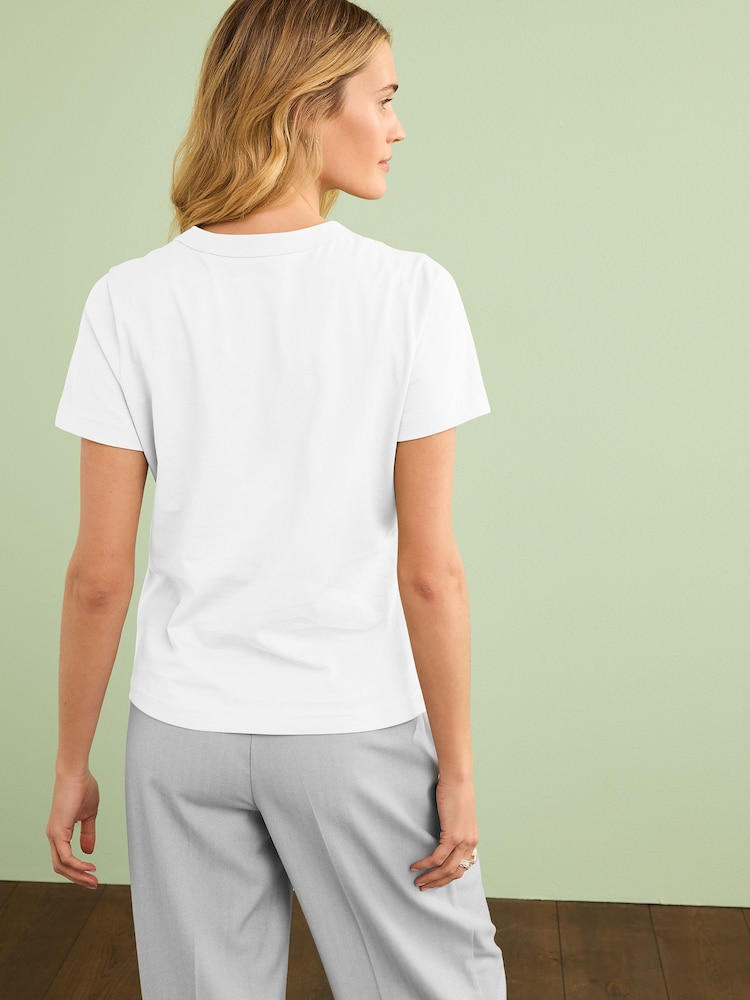 White Essential Pure Cotton Short Sleeve Crew Neck T-Shirt - Image 3 of 6