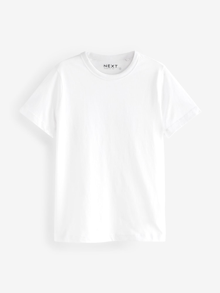 White Essential Pure Cotton Short Sleeve Crew Neck T-Shirt - Image 5 of 6