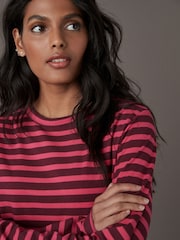 Burgundy Red 100% Cotton Long Sleeve T-Shirt - Image 2 of 8