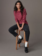 Burgundy Red 100% Cotton Long Sleeve T-Shirt - Image 3 of 8