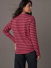 Burgundy Red 100% Cotton Long Sleeve T-Shirt - Image 4 of 8