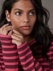 Burgundy Red 100% Cotton Long Sleeve T-Shirt - Image 6 of 8
