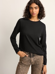 Noir - 100{T-shirt à manches longues en coton - Image 1 de 8