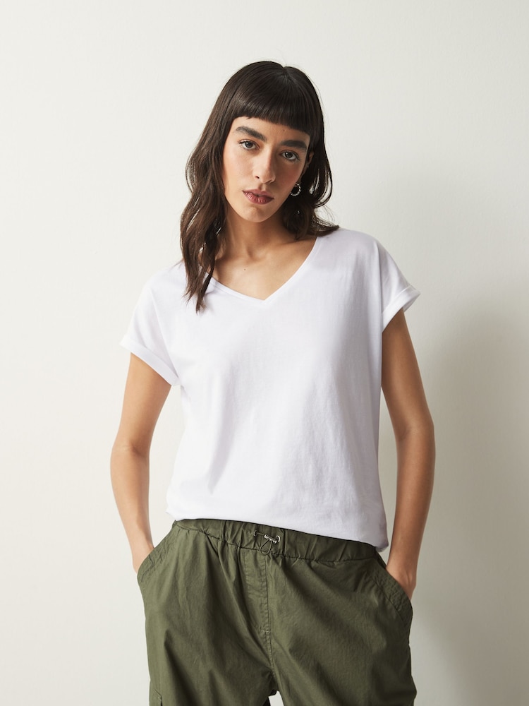 Multi - 100% Coton Col en V Mancherons T-shirt 3 Pack - Image 2 de 9