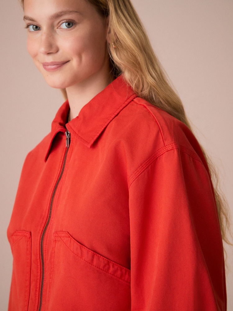 Red 100% Cotton Worker Jacket - Image 3 of 8