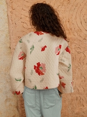 Ecru Cream Floral Print Quilted Jacket - Image 3 of 7