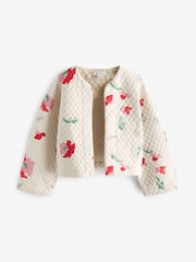 Ecru Cream Floral Print Quilted Jacket - Image 5 of 7
