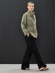 Зеленый хаки - Хлопковая куртка в стиле милитари - Image 2 of 8