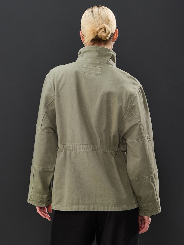 Khaki Green Cotton Utility Jacket - Image 3 of 8