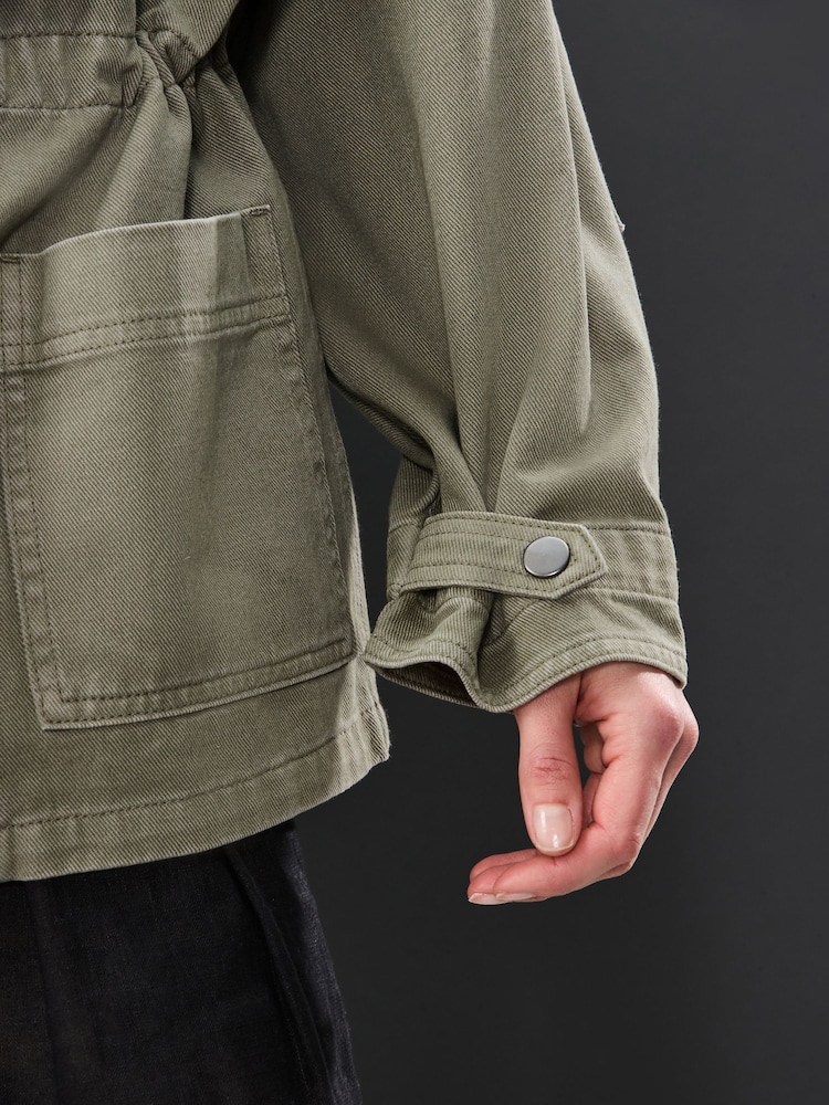 Khaki Green Cotton Utility Jacket - Image 5 of 8