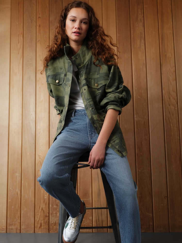 Khaki Camo Cotton Utility Jacket - Image 1 of 7