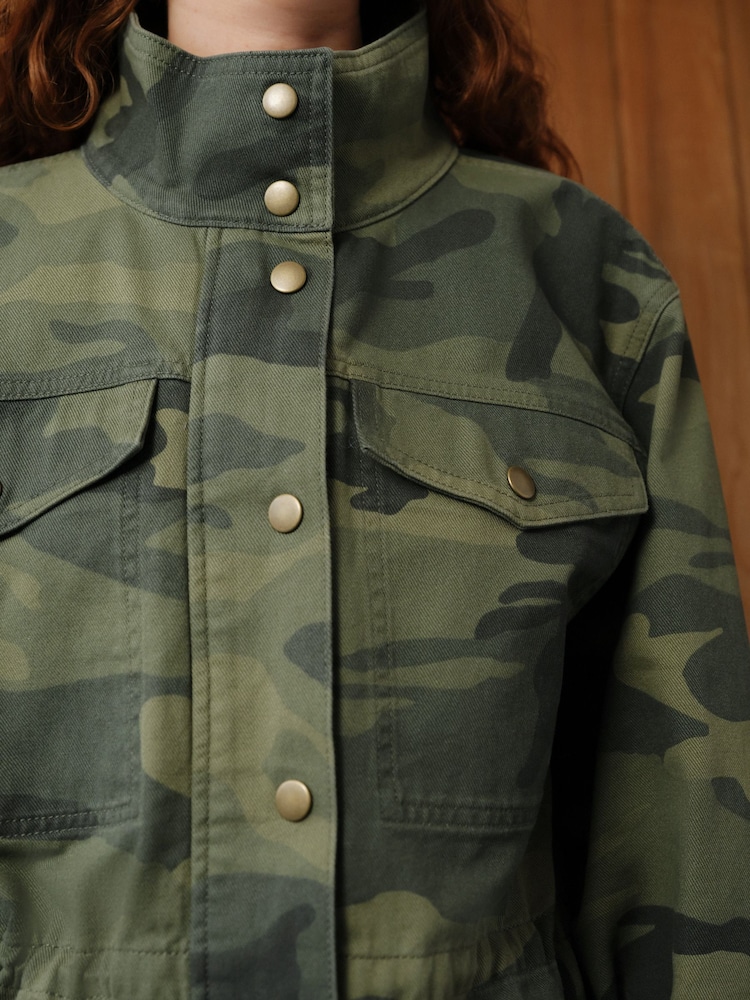 Khaki Camo Cotton Utility Jacket - Image 4 of 7