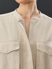 Neutral Linen Blend Bomber Jacket - Image 3 of 7