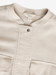 Neutral Linen Blend Bomber Jacket - Image 6 of 7