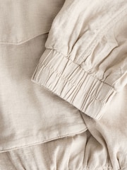 Neutral Linen Blend Bomber Jacket - Image 7 of 7