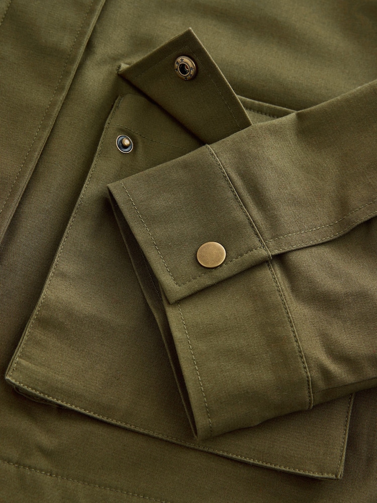 Khaki Green Contrast Collar Jacket - Image 6 of 6