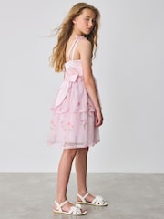 Baker by Ted Baker Pink Mesh Floral Tier Dress and Cape Set - Image 3 of 10