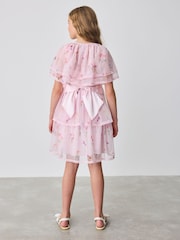 Baker by Ted Baker Pink Mesh Floral Tier Dress and Cape Set - Image 4 of 10