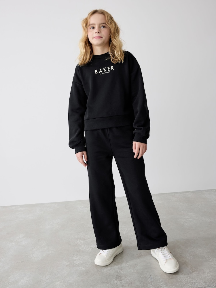 Noir - Baker by Ted Baker Wide Leg Sweatshirt and Joggers Set - Image 1 of 16