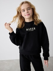 Noir - Baker by Ted Baker Wide Leg Sweatshirt and Joggers Set - Image 4 de 16
