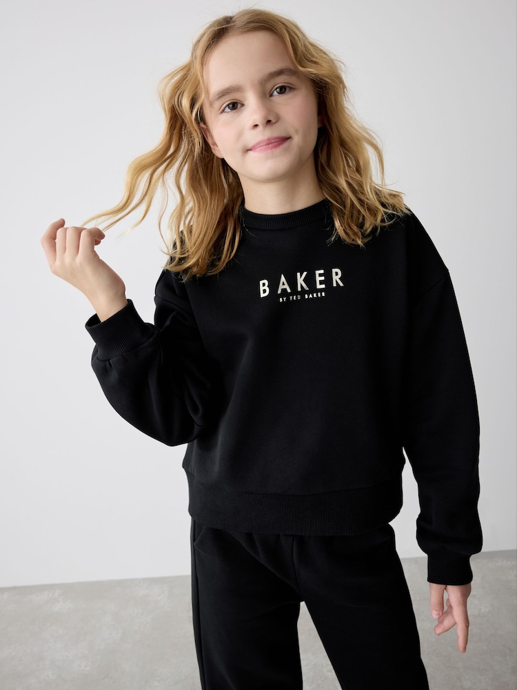 Noir - Baker by Ted Baker Wide Leg Sweatshirt and Joggers Set - Image 4 of 16
