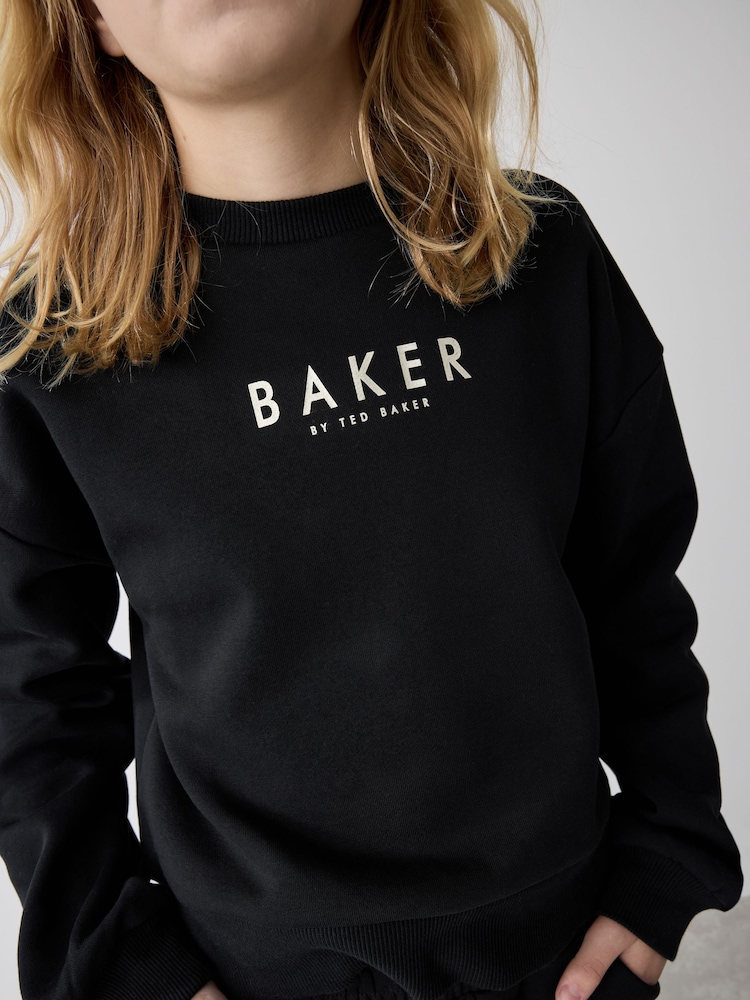 Noir - Baker by Ted Baker Wide Leg Sweatshirt and Joggers Set - Image 6 of 16
