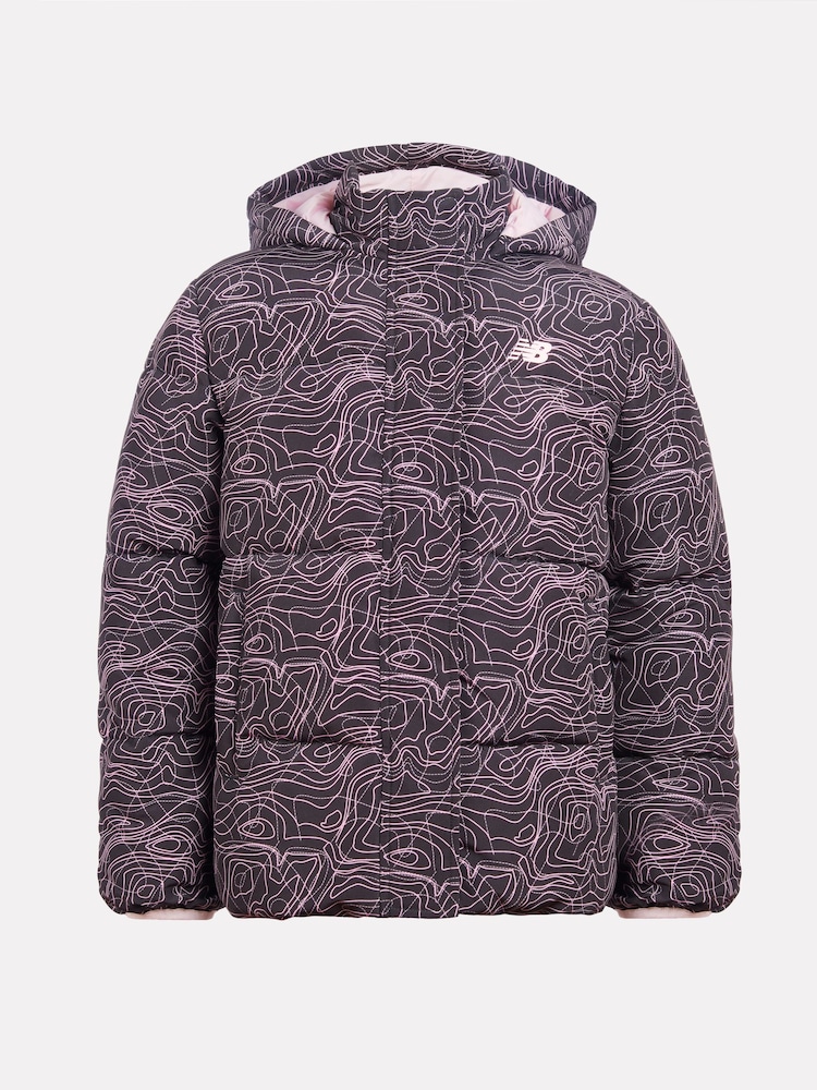 Dziewczęca kurtka puchowa New Balance z nadrukiem na całej powierzchni - Image 7 of 12