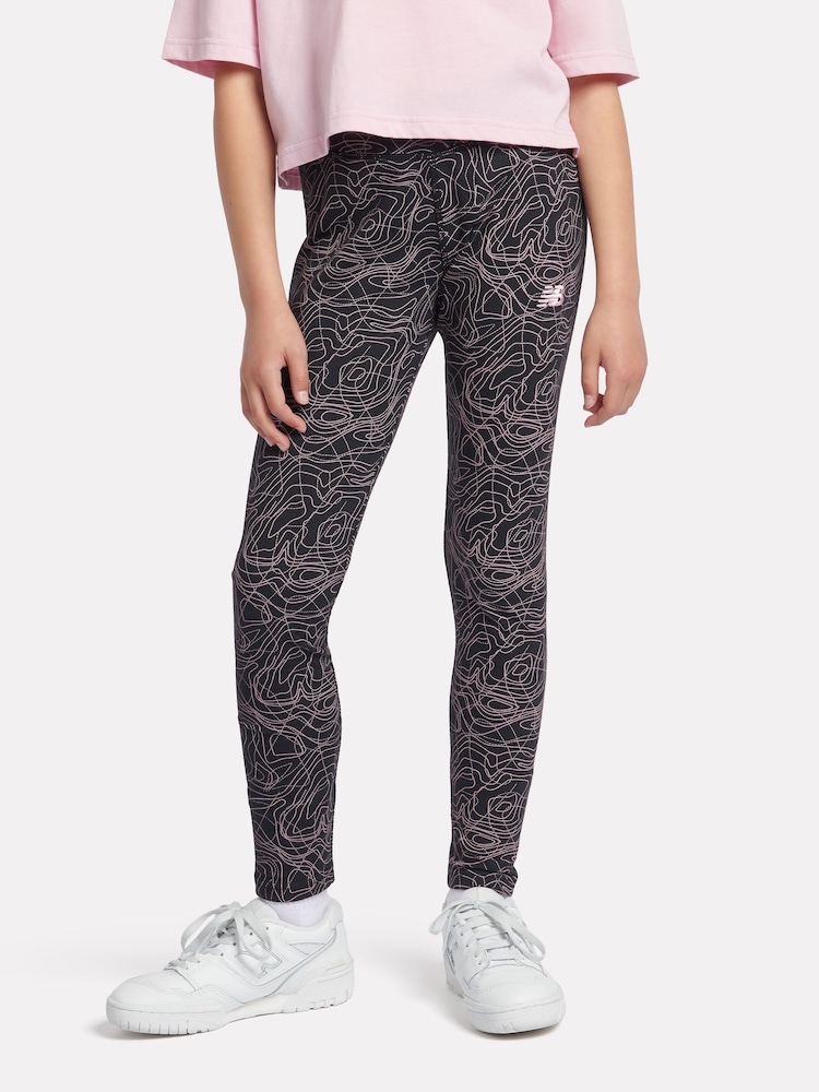 New Balance Black Girls AOP Jersey Leggings - Image 1 of 8