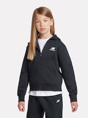 New Balance Black Girls Brush Back Graphic Zip Hoodie - Image 1 of 9