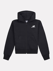 New Balance Black Girls Brush Back Graphic Zip Hoodie - Image 7 of 9