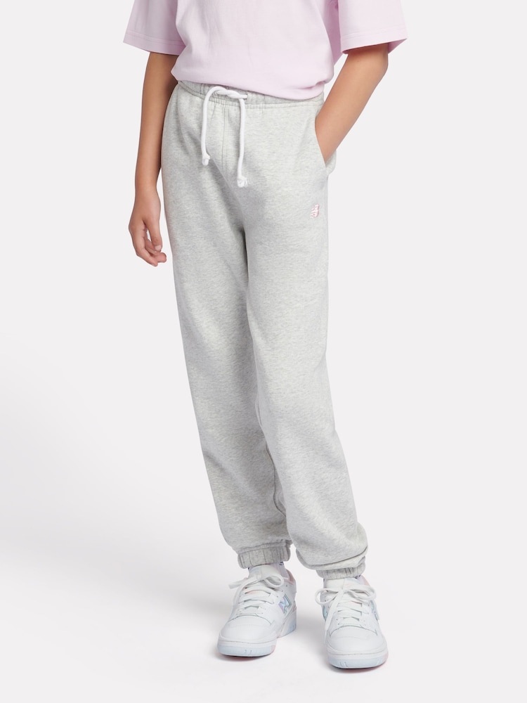 New Balance Grey Girls Small Brush Back Logo Joggers - Image 2 of 9
