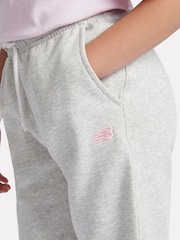 New Balance Grey Girls Small Brush Back Logo Joggers - Image 5 of 9