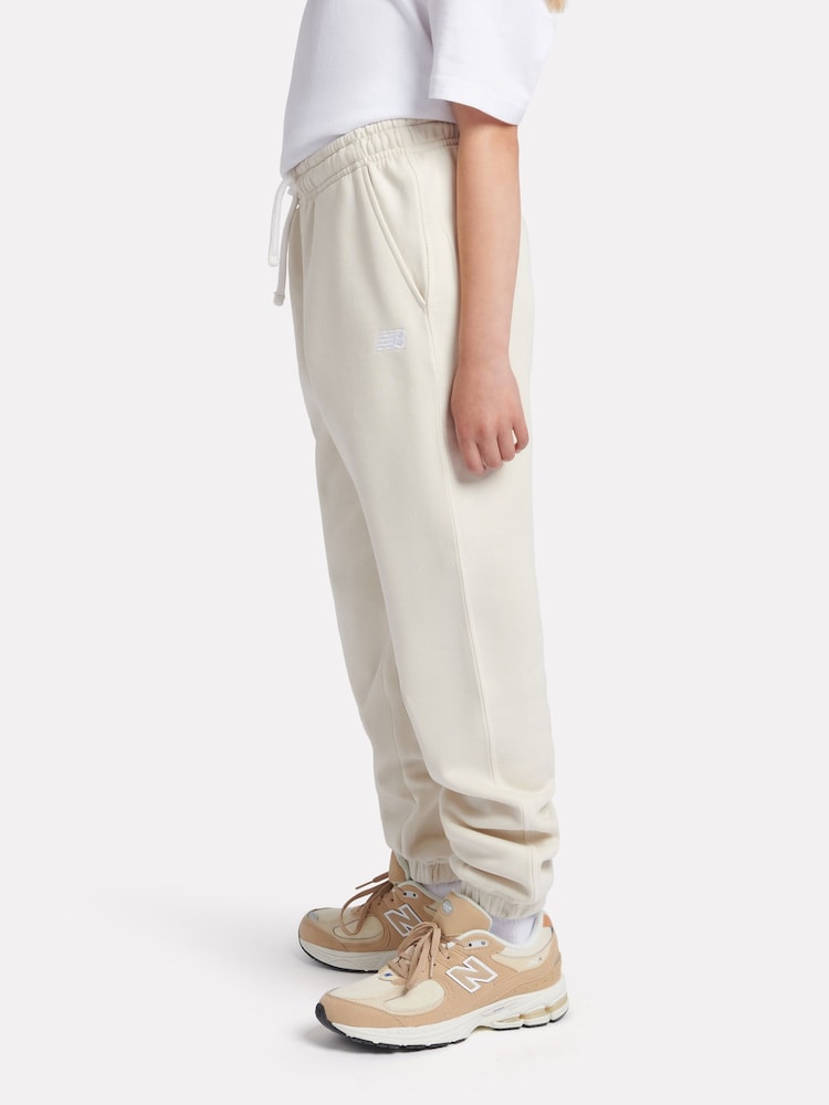 New Balance White Girls Small Brush Back Logo Joggers - Image 2 of 9