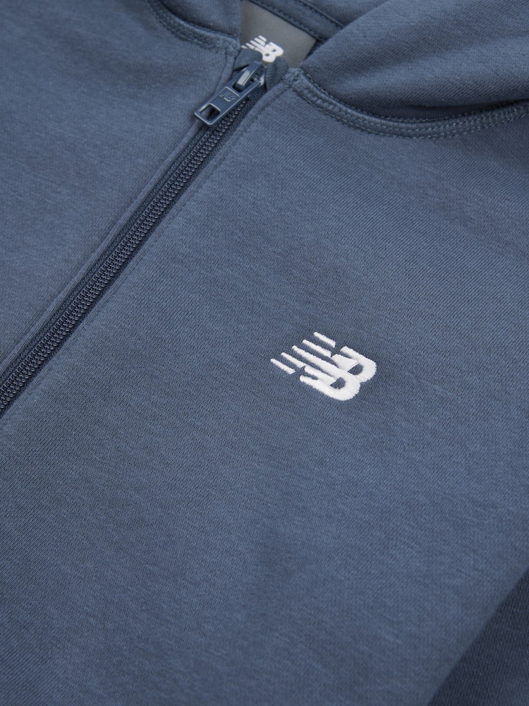 New Balance Blue Small Girls Brush Back Logo Zip Hoodie - Image 3 of 3