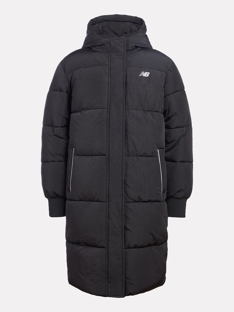 New Balance Black Girls NB Longline Puffer Coat - Image 2 of 7 New Balance Black Girls NB Longline Puffer Coat - Image 2 of 7