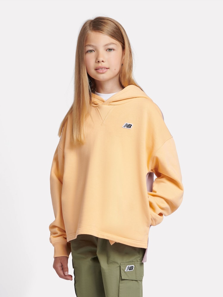 New Balance Orange Girls Premium Drop Hem 100% Cotton Hoodie - Image 2 of 10