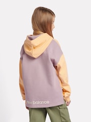 New Balance Orange Girls Premium Drop Hem 100% Cotton Hoodie - Image 4 of 10