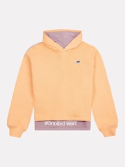 New Balance Orange Girls Premium Drop Hem 100% Cotton Hoodie - Image 8 of 10