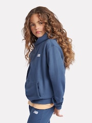 New Balance Blue Small Girls Brush Back Logo Hoodie - Image 2 of 9