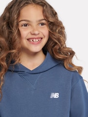 New Balance Blue Small Girls Brush Back Logo Hoodie - Image 4 of 9