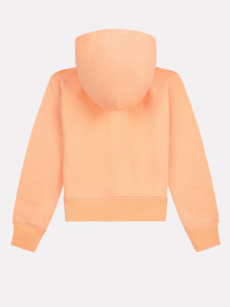 New Balance Orange Small Girls Brush Back Logo Zip Hoodie - Image 2 of 3