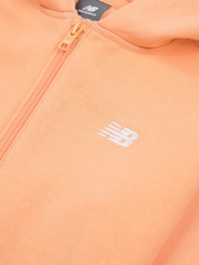 New Balance Orange Small Girls Brush Back Logo Zip Hoodie - Image 3 of 3