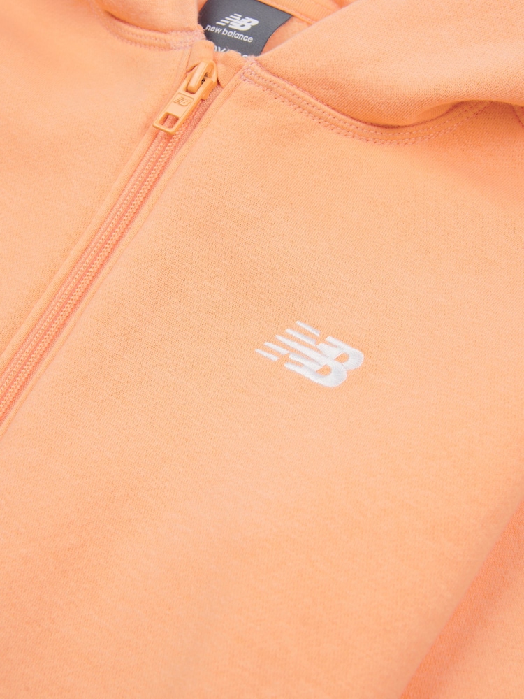 New Balance Orange Small Girls Brush Back Logo Zip Hoodie - Image 3 of 3