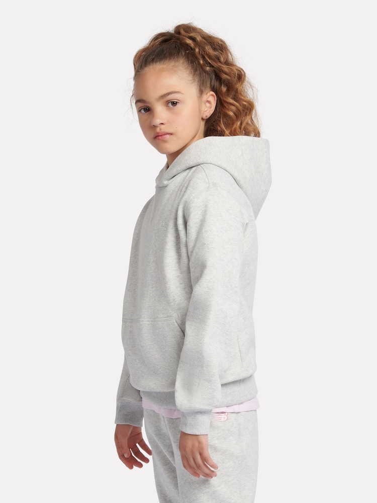 New Balance Grey Small Girls Brush Back Logo Hoodie - Image 2 of 9