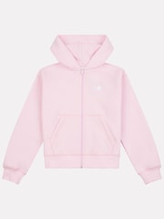 New Balance Red Small Girls Brush Back Logo Zip Hoodie - Image 1 of 3