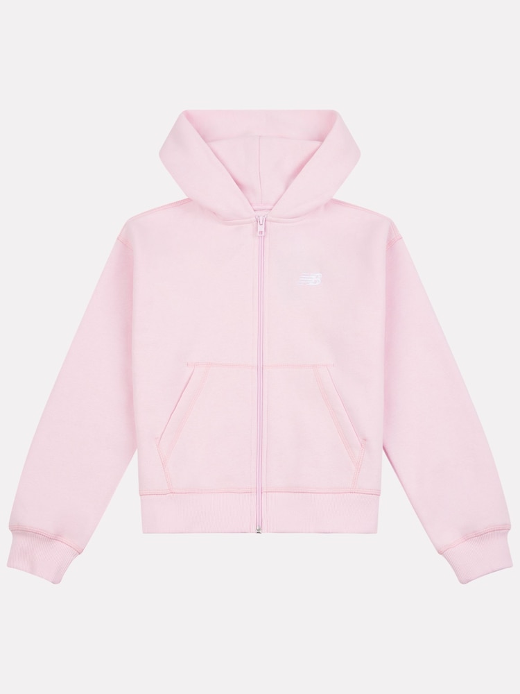 New Balance Red Small Girls Brush Back Logo Zip Hoodie - Image 1 of 3