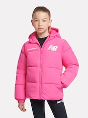 New Balance Pink Girls Graphic Logo Coat - Image 1 of 12