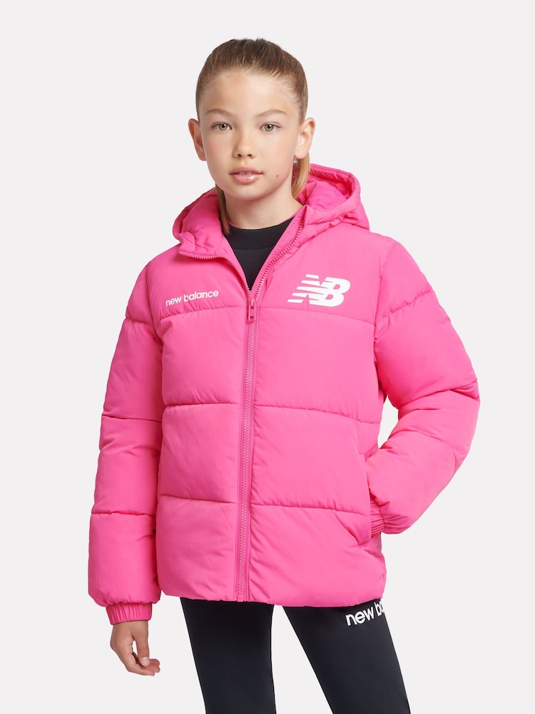 New Balance Pink Girls Graphic Logo Coat - Image 1 of 12